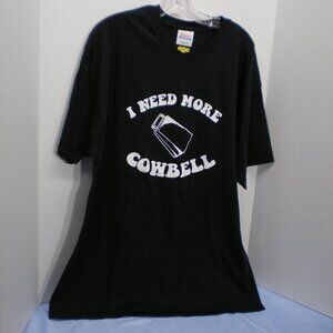 I Need More Cowbell Black Graphic Tee Shirt, Size XL